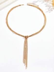 1 Stück minimalistischer langer Schlangenknochen-Ketten-Halskette, modische personalisierte Kreis-Damenkette für den täglichen Gebrauch (leichte Farbabweichungen sind aufgrund der Beleuchtung und des Aufnahmewinkels möglich)