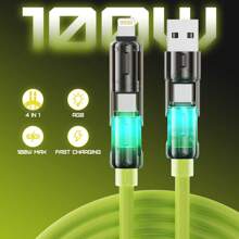 BinBoom 4 In 1 USB Charging Cable (3.3FT/3.9FT/6.6FT) With Breathing Light, USB A/C To C/L Multi Charging Cable For Phone 16 15 Pro Max , IPad Pro Air, SamSungS24, Phone 14 13 12 - Multicolor - View 9