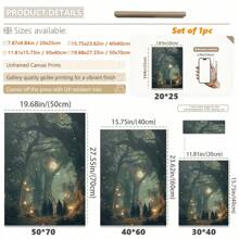 1pc, Canvas Hanging Painting, Framed Art Decoration, Ready To Hang, Wall Arts, Posters, Wall Art With Frame, Vintage Gothic Witch Mural In The Magic Forest, Mythical Witch Halloween Poster Print, Witchcraft Mural, Mysterious Dark College, Fall, Halloween, Halloween Autumn Decoration, Room Decoration, Dormitory Decoration ,Halloween Decor Home Decor Fall Decor