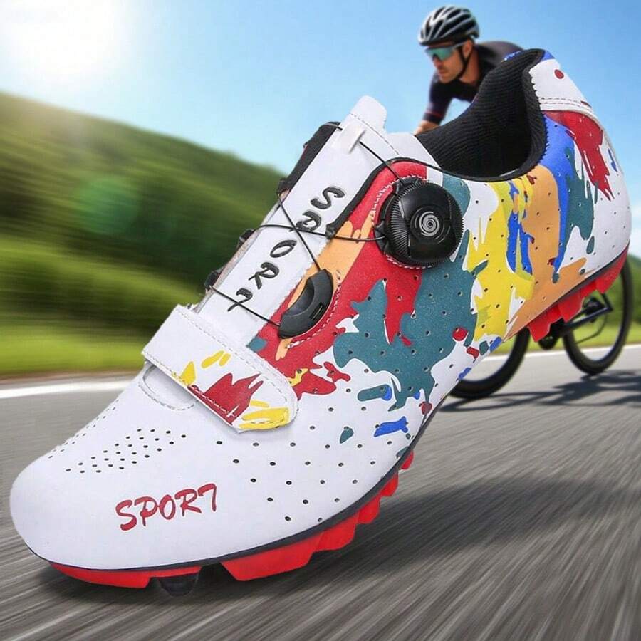 全新男女通用骑行鞋；男女同款，专业骑行鞋，室内山地自行车鞋；山地自行车鞋；户外脚踏自行车；男士山地自行车鞋 - 白色 - 查看 1