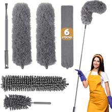 Ceiling Vacuum Cleaner With Extension Pole, Spider Web Cleaning Brush, Cleaning Kit For Vacuum Cleaner And Ceiling Fan, 15-100 Inch Stainless Steel Telescopic Pole, Washable (Handle Style May Vary Due To Product Batch, Which Is Normal And Does Not Affect Use) - Multicolor - View 10