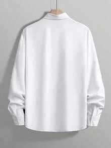 GloMan The Essential Men's Dress Shirt, Old Money Style Classic White Button Up For Wedding & Banquet, Loose Fit Long Sleeve Formal Top, All Season Versatile Office Commuting To Vacation Daily Wear Gift For Him,Perfect Valentine's Gift - White - View 2