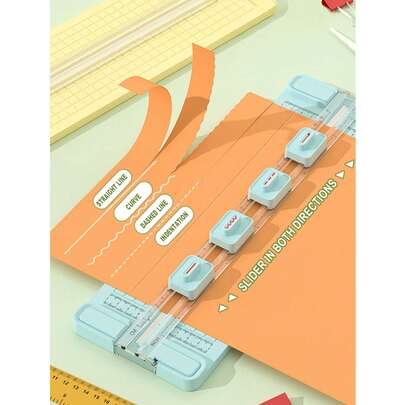 Bộ dao cắt giấy cầm tay 4 trong 1, dao cắt giấy mini đa chức năng sáng tạo với 4 lưỡi dao, thích hợp cho học sinh, cắt ảnh, tài liệu, đồ thủ công, sử dụng tại nhà và văn phòng, chuẩn bị cho năm học mới, đồ dùng học tập.