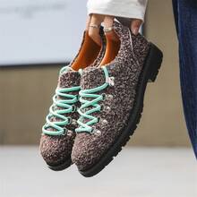 Men's Derby Shoes New Versatile Lace-Up Casual Shoes With Hidden Wedge Thick Sole Small Leather Shoes - 黑色 - 查看 10