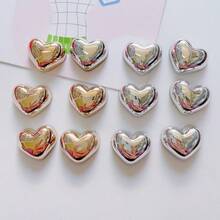 5/10pcs-Gold And Silver Heart-Shaped Refrigerator Magnets, Beautiful And Cute Kitchen, Office, Whiteboard And Dishwasher Stickers, Home Decoration, Christmas Gifts, Valentine's Day Gifts, Holiday Party Gifts