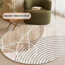 1 块圆形地毯，米色现代几何设计，防滑，易于清洁，多种尺寸可选，适用于玄关、客厅、办公室、卧室、书房、室内地毯、防滑、可洗地毯、房间地毯、客厅地毯、卧室地毯、床边地毯、卧室装饰、家居装饰、客厅装饰 - 彩色 - 查看 9