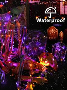 5m/10m/20m Luzes de Corda LED Roxas & Laranjas para Uso Externo, Alimentadas a Bateria, Luzes de Decoração de Halloween, Luzes de Fada de Halloween, Luzes de Decoração de Natal, Adequadas para Festas de Feriados, Jardim, Pátio e Outras Decorações de Natal - Multicolorido - Visão 3