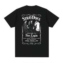 Cool Boy Cartoon Bungo Stray Dogs T Shirts Men Vintage Anime Printed Streetwear Short Sleeve Cotton EU Size T-Shirts - 黑色 - 查看 1