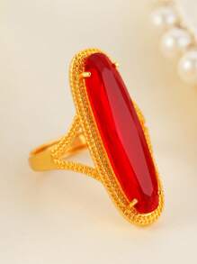 1 pieza Anillo abierto con borde de cuentas calado con estilo de palacio vintage, adecuado para fiestas, bailes, festivales, gran opción de regalo