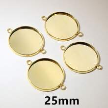 10pcs 8-30mm Inner Size Double Loops Stainless Steel Gold Color Pendant Cabochon Blank Base Tray DIY Accessories For Bracelet Necklace Earrings - Double Hanging Bottom Bracket - View 14