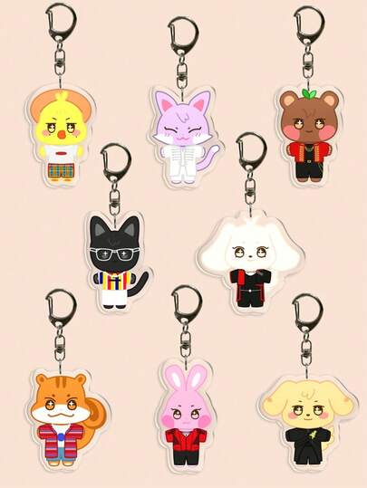 1 chaveiro de desenho animado coreano Kpop, chaveiro de acrílico fofo de desenho animado, acessórios para bolsas, pingente de bolsa Jongho Mingi San Yunho Yeosang, chaveiro de desenho animado Kpop, ideias para presentes de Natal para fãs