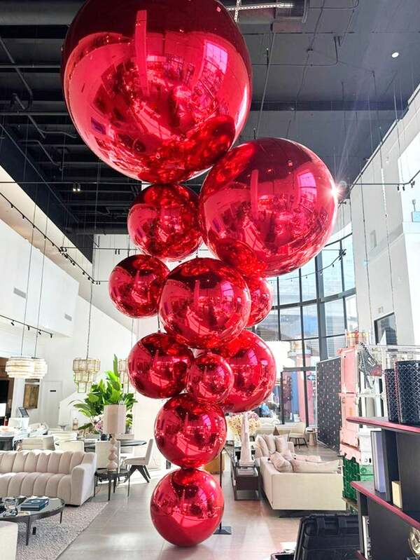 5 piezas de globos de papel de aluminio rojos 4D redondos de 10 pulgadas, 18 pulgadas y 22 pulgadas, adecuados para fiestas de cumpleaños, aniversarios, despedidas de soltero, bodas de compromiso, decoración de regalos de Navidad