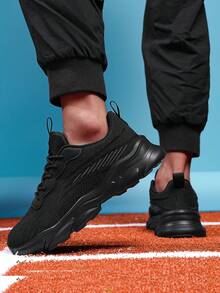 Men's Fashion Casual Sports Shoes, Thick Sole Elevated Style, Four-Season Commuting Preferred, Dynamic Texture, Unlocking Versatile Code - 黑色 - 查看 3