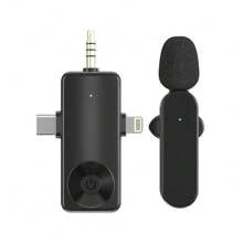 Microphone Lavalier sans fil pour Smartphone, camera, ordinateur portable/PC, Microphone sans fil Plug-Play pour l"enregistrement vidéo/ audio, Microphone pince-cravate pour interview/Vlog/enseignement
