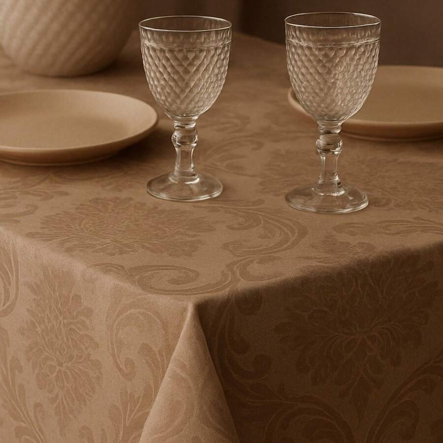 Durable And Elegant Rectangular Jacquard Fabric Tablecloth 4/6/8 Seats Luxury Promotion - 榛子 - 查看 1