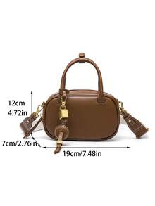 MINI TOPSTITCHED BAG, Wide Strap Women's Vintage Crossbody Bag, Small Tote Ladies Luxury Design Handbags, Solid Color Simple Shoulder Bag, Bags For Ladies Fashionable - Multicolor - View 13