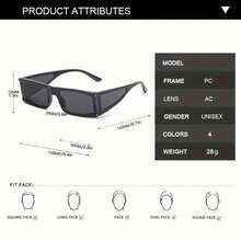 Y2K Cyberpunk Style Future Glasses - Wide Lens, Lightweight Plastic Frame, Fashionable And Avant-Garde Unisex Party And Daily Accessories,  Glasses, Rectangular Lens Design, Simple Shape, Exclusive For Fashion Enthusiasts - 透明/銀色 - 查看 6