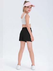 Halloween Kids Costumes Girls Shorts Casual High Waisted School Uniform Shorts With Pockets-14 Years - Hồng - Xem 5