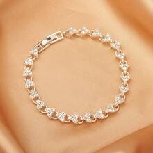 Chic Two - Tone Heart Bracelet Collection - Silver & Gold With Sparkling Crystals, Versatile For Layering & Solo Wear, Ideal For Gifts & Personal Style