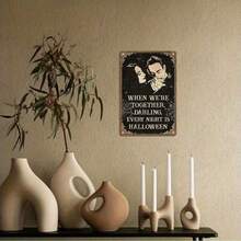 1PC Gothic Halloween Metal Tin Sign When We're Together Every Night Is Halloween Rustic Vintage Wall Plaque Romantic And Spooky Wall Decor For Living Room Bedroom Or Lovers Perfect Gift For Halloween Fans - 彩色 - 查看 9
