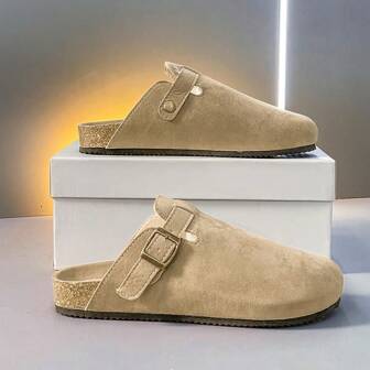 Men's Slip-On Slippers, New Leather Upper Sandals, Solid Color Retro Men's Slippers, Indoor Waterproof Slippers, Unisex Casual Slippers, Outdoor Casual Sports Sandals, Retro Luxury Casual Slippers, Backless Mule Slippers (Slight Color Difference)