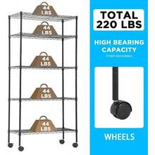 5-Tier Metal Wire Rack Wire Shelving Unit Adjustable Heavy Duty Storage Shelf - default - View 4