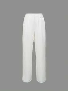 Pantaloni bianchi eleganti a gamba dritta e caviglia, adatti per l'abbigliamento da ufficio, abbigliamento autunnale da donna - Bianco - Visualizzare 5