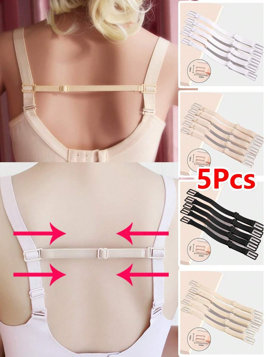 5 szt. elastycznych klipsów do ramiączek biustonosza, regulowane, antypoślizgowe ramiączka biustonosza do modelowania sylwetki i bezpiecznego dopasowania - Wielokolorowe - Zobacz 1