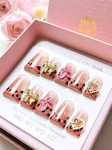 nailrosy 10 Móng Tay Giả Thủ Công Ngắn Kiểu Móng Vịt Màu Cam Kiểu Pháp Màu Đen Kiểu Y2K Móng Họa Tiết Da Báo Móng Tay Giả Đám Cưới Móng Gel Poly Bộ Móng Giả Đám Cưới Sinh Nhật Phong Cách Emo Goth Móng Acrylic Dễ Thương Thanh Lịch Nghệ Thuật Làm Móng 3D Gel Khắc Hoa Gel Mùa Đông Pha Lê Tự Làm Trang Trí Đá Rhinestone Sang Trọng - Nhiều màu - Xem 3