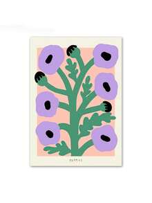 1 pieza Póster de pintura en lienzo de niña en pijama, arte abstracto geométrico con figura impresa, decoración nórdica para sala de estar y hogar