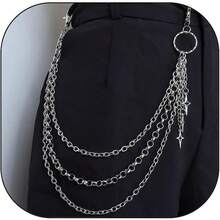 Jean Chain Belt For Men&Women, Pocket Chain Goth Punk Chain Belt Chain Layered Chunky Pants Chain And Vintage Hip Hop Wallet Chain Jewelry Accessory For Women Men - 星7 - 查看 7