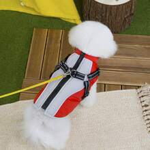 25pcs Autumn/Winter New Animal Clothes, Windproof Padded Vest, Thick & Warm Cat/Dog Clothes, Reflective Leash, Cute Bib Pants, Warm Outfits - Green - View 12