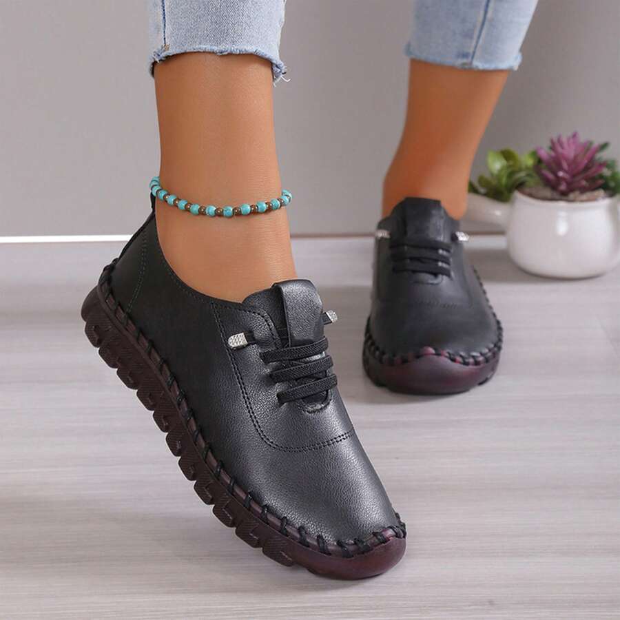 Women Oxford Shoes Airy Comfort Soft Footbed Warm Weather Work Shoes - 黑色 - 查看 1