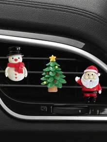 全新圣诞汽车出风口夹圣诞主题圣诞老人汽车空调装饰胶带，圣诞老人圣诞汽车出风口夹 - 适用于节日车辆内饰装饰