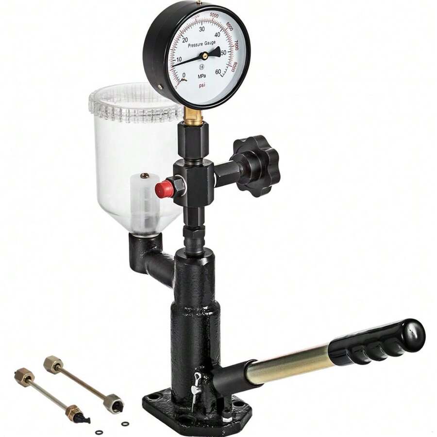 400Bar/6000PSI Fuel Injector Tester - Dual Scale Gauge For Adjusting & Testing Injector Nozzle Pressure & Pop Pressure - 19X11X7inch - View 1