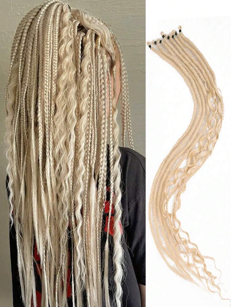 Extensiones de rastas de 24 pulgadas con rizos de diosa voladora de colores, set de rastas sintéticas de 24 pulgadas con estilo bohemio, rizado y hippie, 8 raíces hechas a mano - Multicolor - Añade 11
