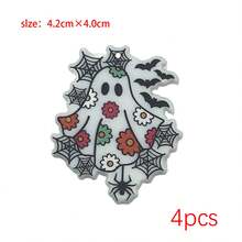 4/12 Pcs Acrylic Double-Sided Printed Ghost Skull Tombstone Charms – Halloween DIY Craft Accessories For Handmade Earrings, Bracelets, Necklaces, Keychains & Bag Decor