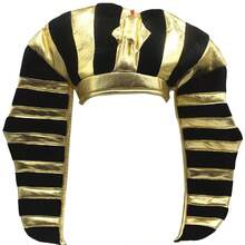 Egyptian Pharaoh Hat With Gold Snake Head - Black And Gold Striped Party Costume Accessory For Halloween, Easter And Themed Events - Hand Wash Only - Polyester Material - Multicolor - View 2