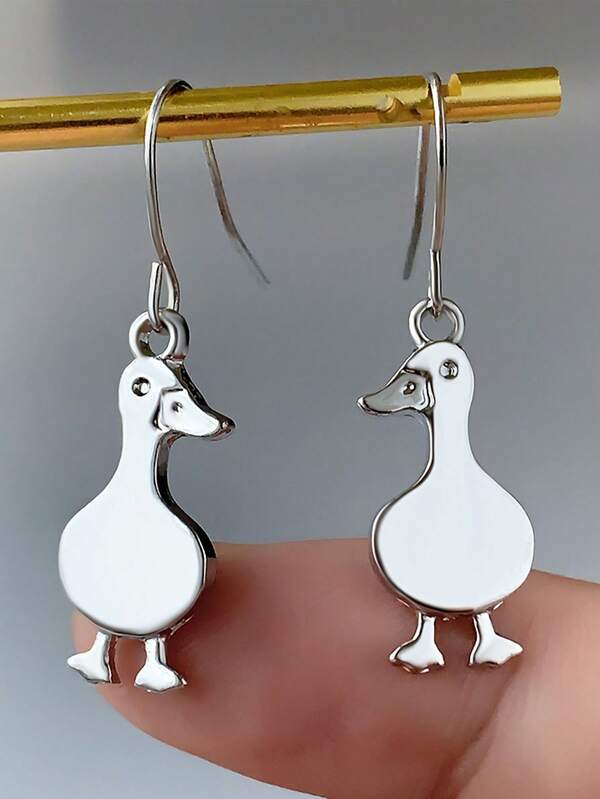 قرطان على شكل بطة كرتونية جميلة، مناسبة للارتداء اليومي للنساء، 2 قطعة