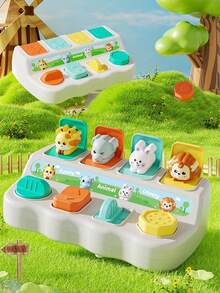 Hide And Seek Cartoon Pop-Up Box For Youngsters - Interactive Learning Toy With Animal Cards, Educational Birthday Or Christmas Gift - Multicolor - View 1