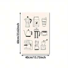 1pc Minimalist Coffee Aesthetic Unframed Poster - Modern Neutral Vintage Black And White Line Art Canvas Print, Coffee Machine And Brewing Equipment Illustration, Frameless Wall Decor For Home, Kitchen, Cafe, Office, Unique Gift For Coffee Lovers, Coffee Bar Decoration