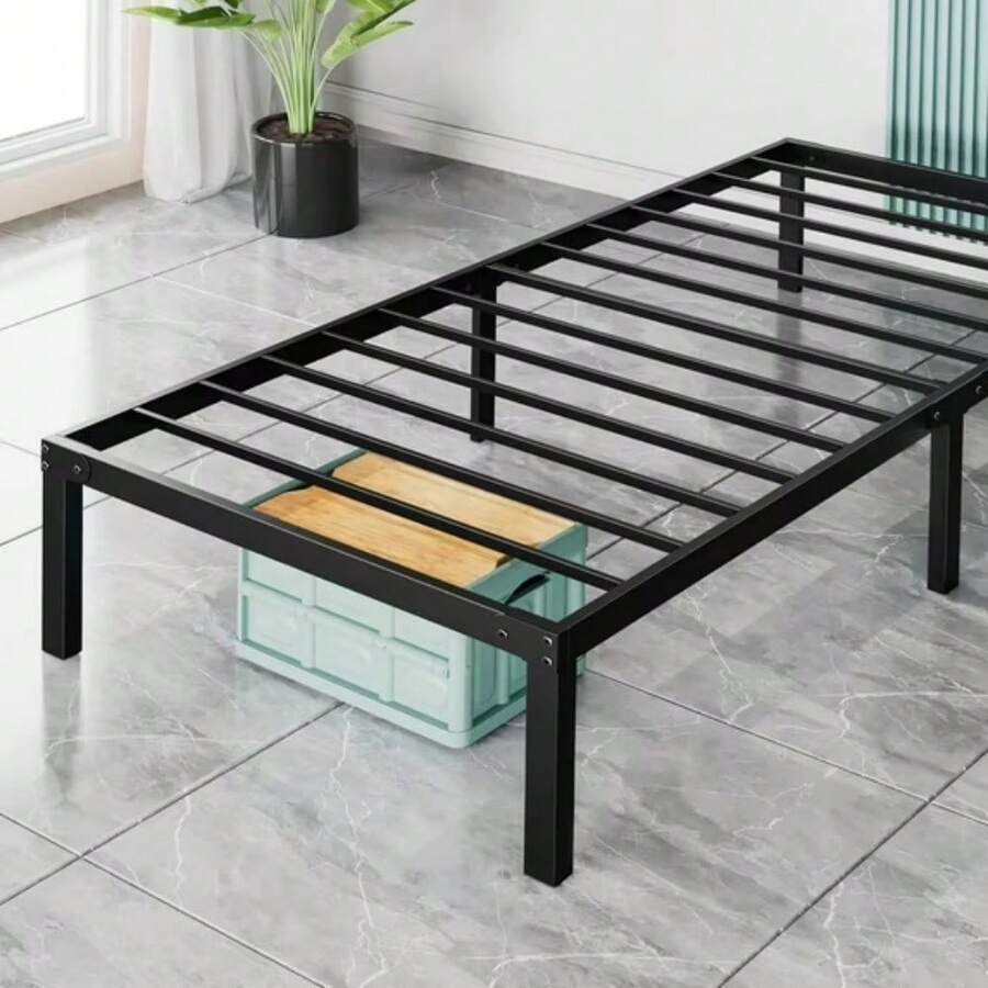 Heavy Duty Metal Bed Frame With Under Bed Storage, Sturdy Steel Slat Support, No Box Spring Needed, Platform Bed Frame For Queen, King, Full, Twin, 300lbs Capacity