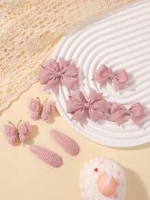 8 件/套极简主义蝴蝶结发夹，波西米亚针织蝴蝶女孩发夹，马尾辫夹，适合节日派对、旅行、时尚发饰套装 - 蝴蝶結髮夾 - 查看 10