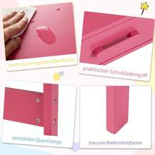 Children's Desk With Chair Set, Children's Desk Set With Drawer, Pinewood Legs, Children's Seating Group, Youth Desk, Student Desk For Children From 3 Years, 85 X 48 X 70 Cm - Pink - View 3