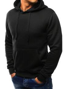 Felpa sportiva da uomo con cappuccio e tasca a marsupio. Realizzata in misto cotone e poliestere, è comoda da indossare tutti i giorni e per l'allenamento. Presenta un cappuccio regolabile e polsini funzionali su polsini e orlo per un look casual e streetwear, versatile per ogni stagione.