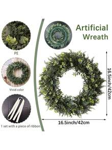 1/2pcs Artificial Cedar Eucalyptus Wreath, Artificial Eucalyptus Leaf Pine Branch Grass Wreath, Artificial Pine Branch Christmas Hanging Wreath, PE Material, Wholesale, Artificial Plants, Artificial Flowers, Outdoor Party Activities, Festival, Birthday, Wedding Party Decorations, Christmas, , Thanksgiving Decorations, Home Entrance, Restaurant, Living Room, Bedroom, Garden Decorations, Home Decorations Christmas Decorations Room Decor