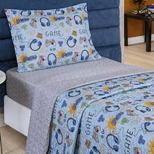 Bouti Kids Children's Quilt 2 Pieces Double-Sided Quilted - Màu xanh Cadet - Xem 2