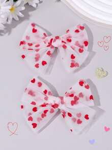 2/4 chiếc nơ cài tóc lưới màu trắng cho bé gái, kẹp tóc nơ trái tim, kẹp tóc nơ họa tiết trái tim màu đỏ có đuôi, kẹp tóc trang nhã cho ngày lễ tình nhân, phụ kiện đội đầu cho bé gái trong tiệc ngày lễ - Nhiều màu - Xem 10