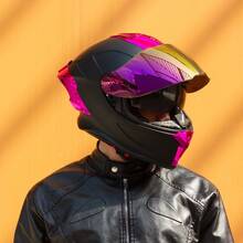 Crown Racing Compact Motorcycle Helmets, Full Face Motorcycle Street Bike Helmet, DOT Approved Model-600 - Màu xanh da trời - Xem 5