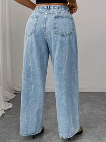 Jeans a gamba dritta con decorazione in perle per taglie forti donna